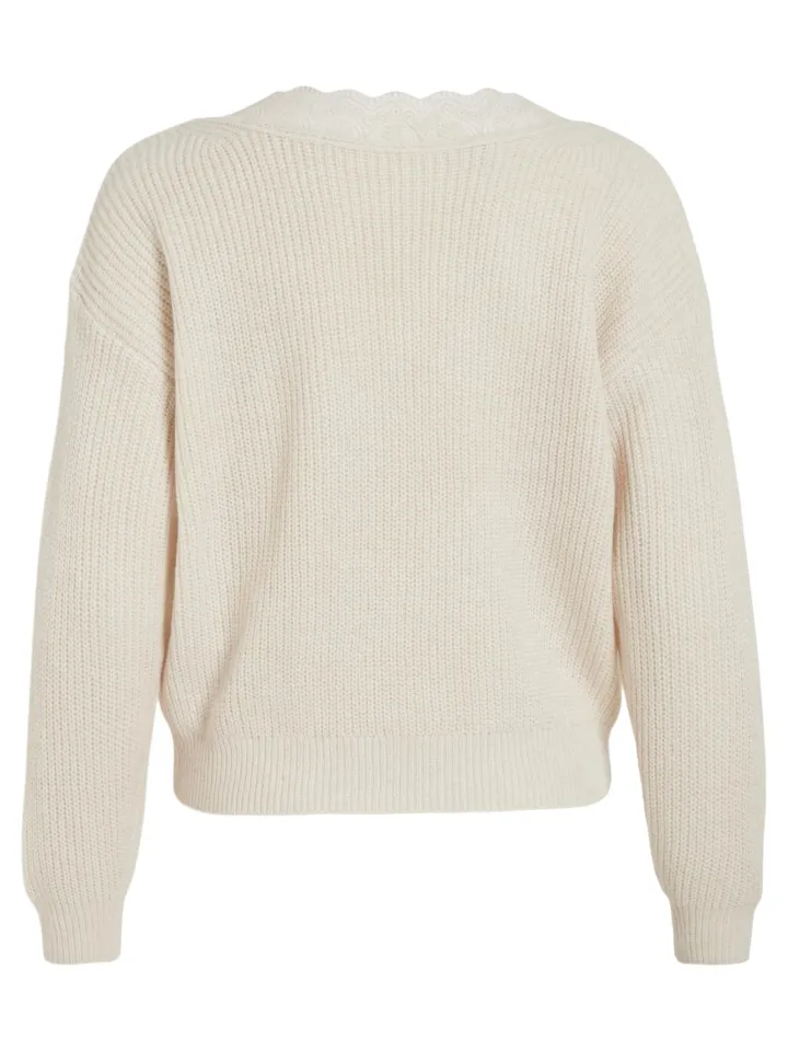 lacy_vneck_jumper_natural_6.webp Vila Jumpers & Cardigans<LACY V-NECK JUMPER (NATURAL MELANGE)