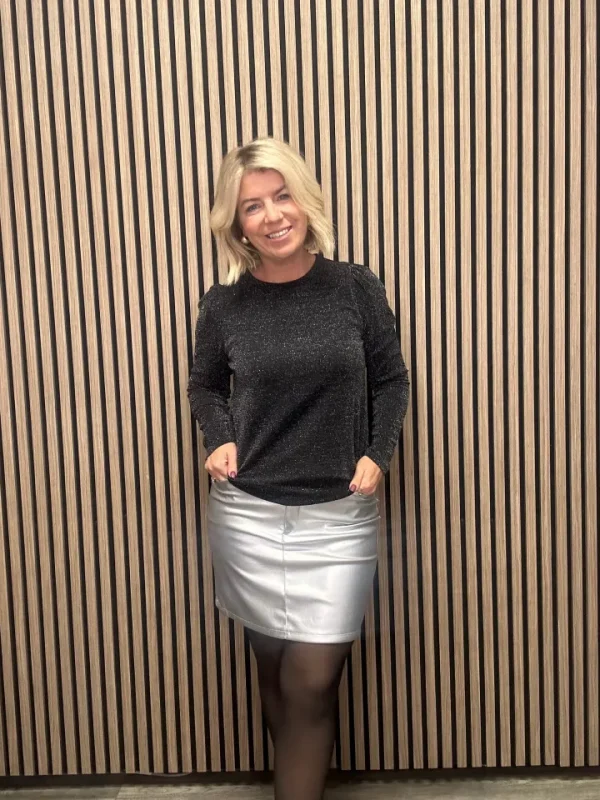 Vila Co-Ords<Leina Glitter Top ( Beauty/Silver)