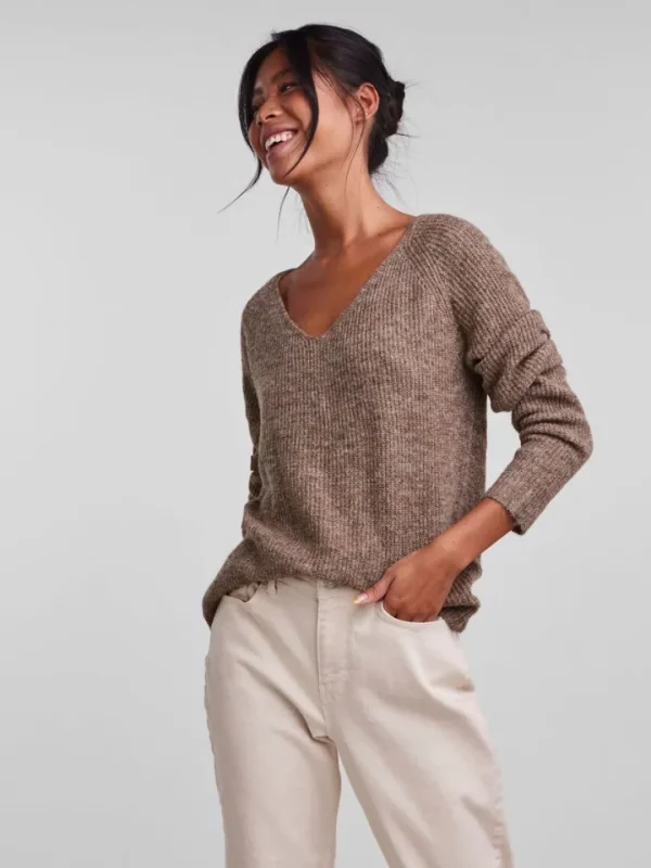 Pieces Jumpers & Cardigans<Lelle V-Neck Jumper (Fossil)