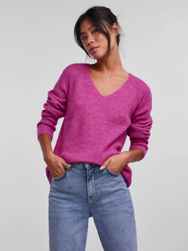 Pieces Jumpers & Cardigans<Lelle V-Neck Jumper (Rose Violet)