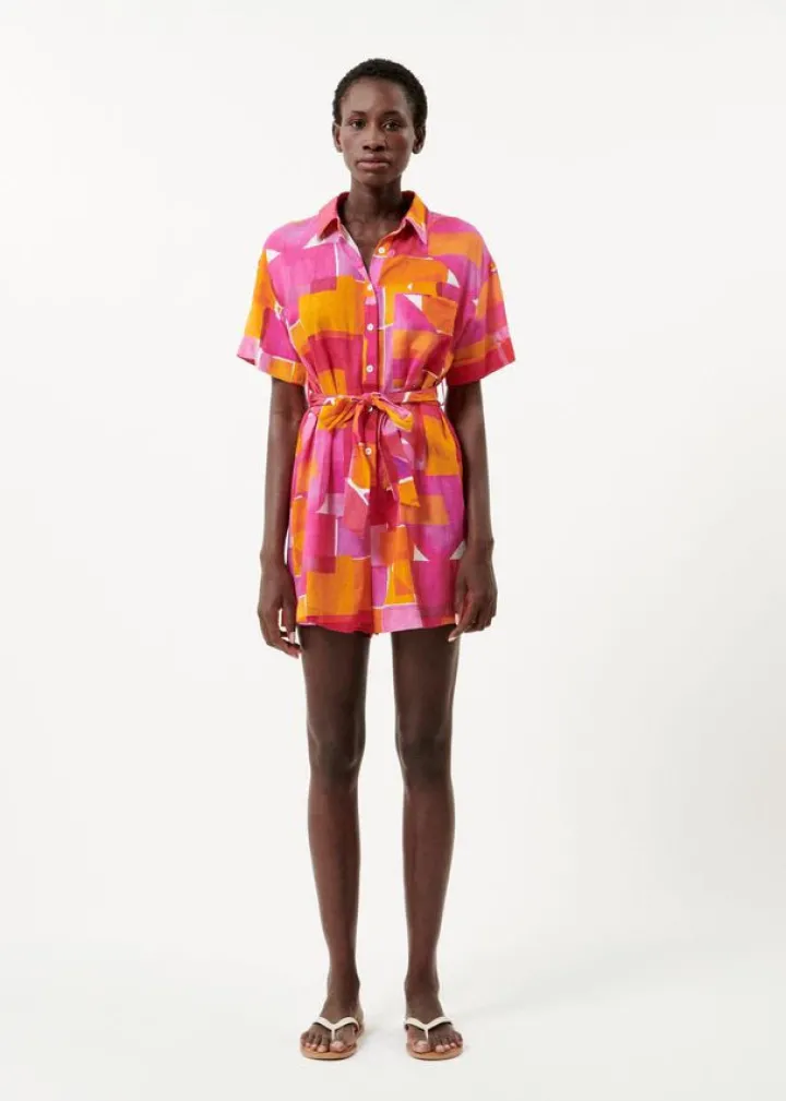 leoline_playsuit_geo_pink_2.webp Frnch Shorts & Playsuits<Leoline Playsuit (Geo Pink)