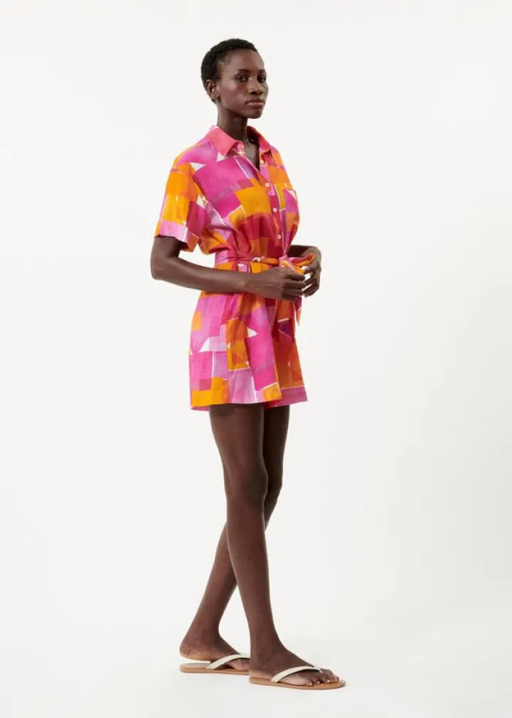 leoline_playsuit_geo_pink_3.webp Frnch Shorts & Playsuits<Leoline Playsuit (Geo Pink)