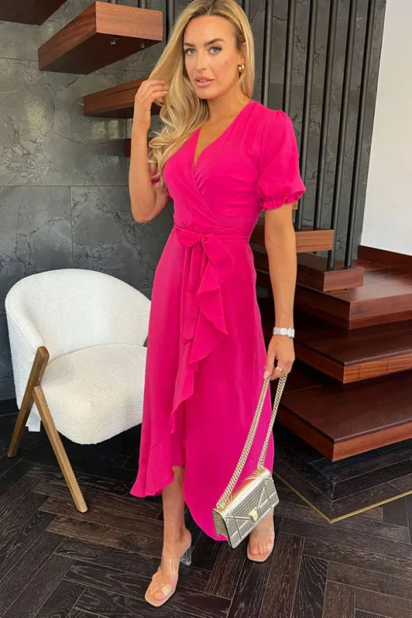 Girl in Mind Occasionwear<Leona Split Hem Frill Detail Maxi Dress (Pink)