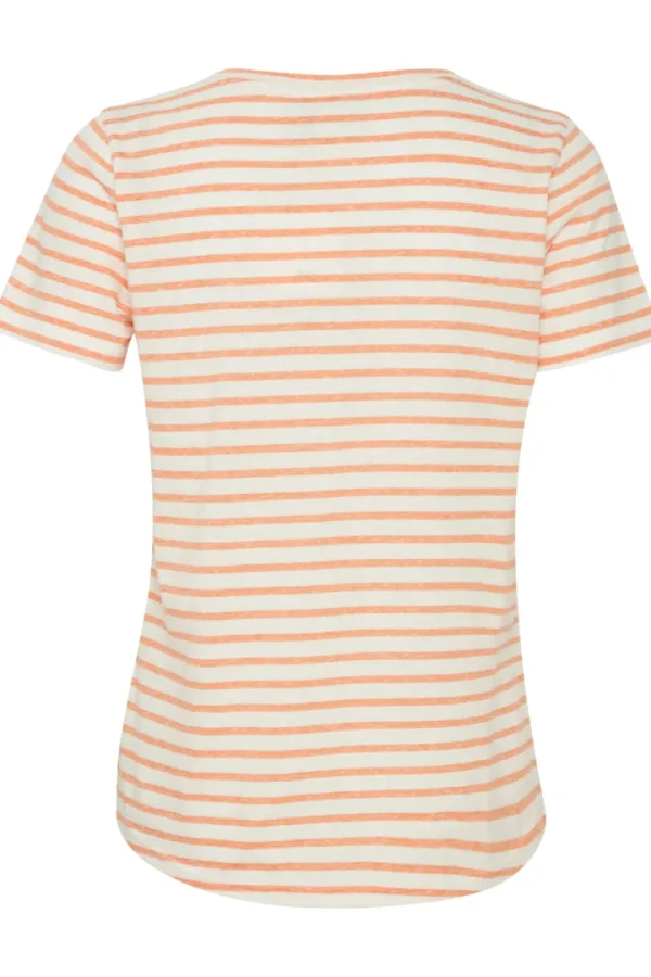 Ichi T-Shirts<LIETTA T-SHIRT (CORAL ROSE STRIPE)