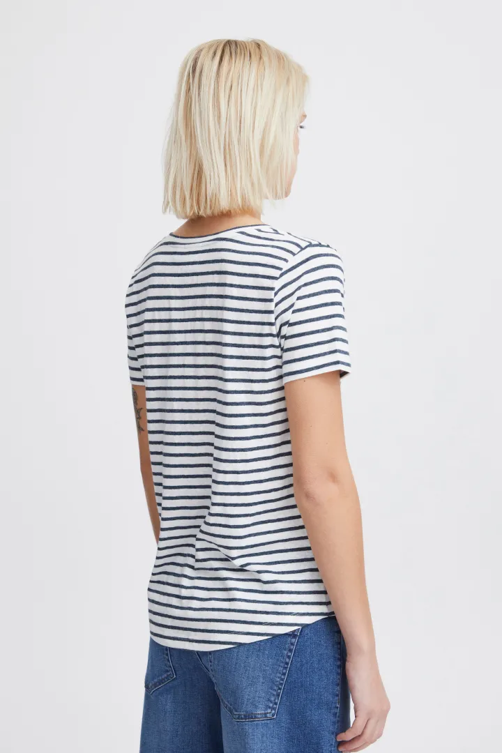 lietta_tshirt_total_eclip_3.webp Ichi T-Shirts<LIETTA T-SHIRT (TOTAL ECLIPSE STRIPE)