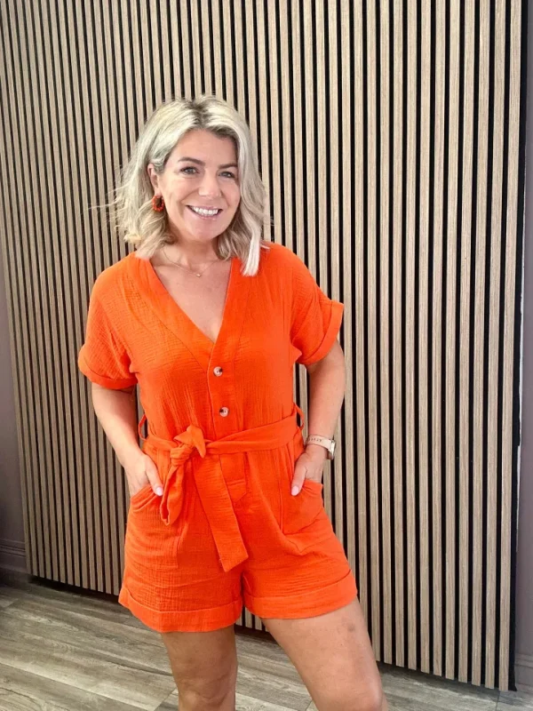 Frnch Shorts & Playsuits<Lika Playsuit (Orange)