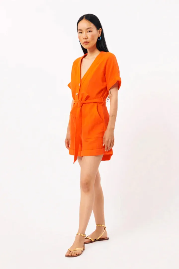 lika_playsuit_orange_2.webp Frnch Shorts & Playsuits<Lika Playsuit (Orange)