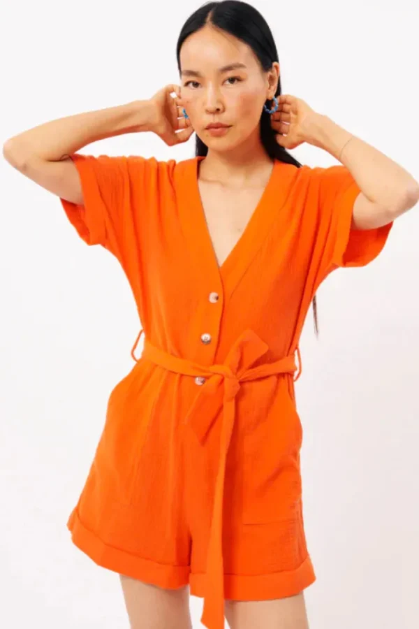 Frnch Shorts & Playsuits<Lika Playsuit (Orange)