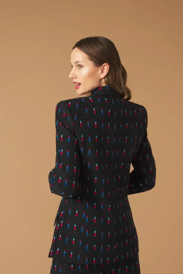Minueto Jackets | Blazers<LIPSTICK BLAZER JACKET (BLACK/MULTI)