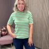 Object T-Shirts<LISA KNIT TOP (GREEN/SANDSHELL)