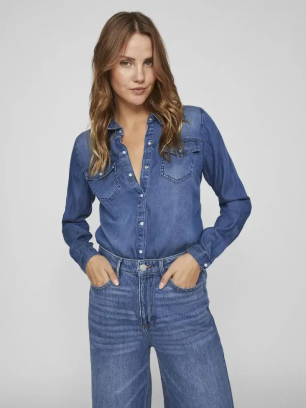 Vila Shirts & Blouses<Luca Denim Shirt (Dark Wash)