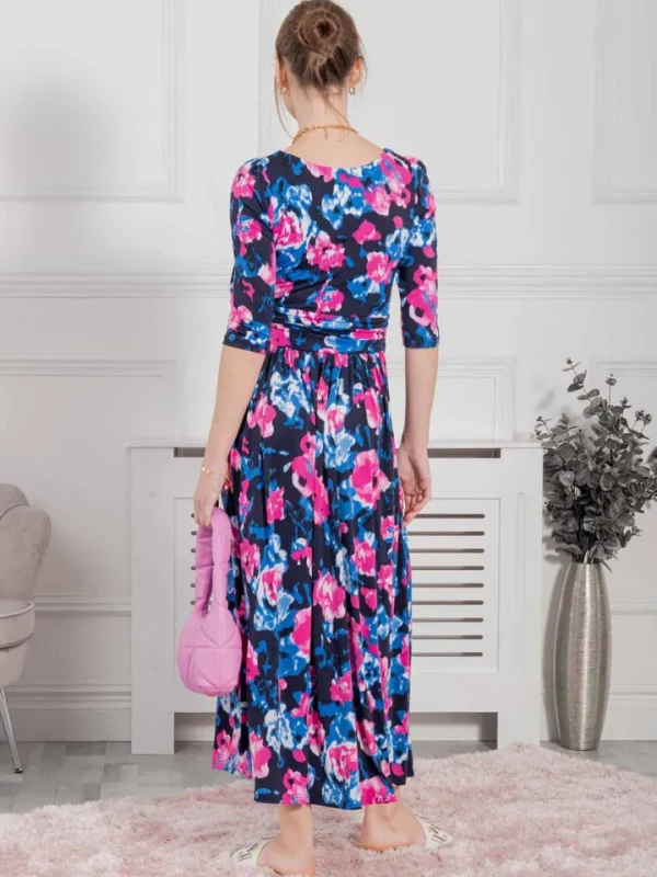 Jolie Moi Occasionwear<Macara Wrap Maxi Dress | Abstract Floral (Navy)