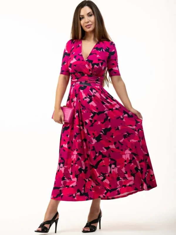 Jolie Moi Occasionwear<Macara Wrap Maxi Dress | Pink Abstract