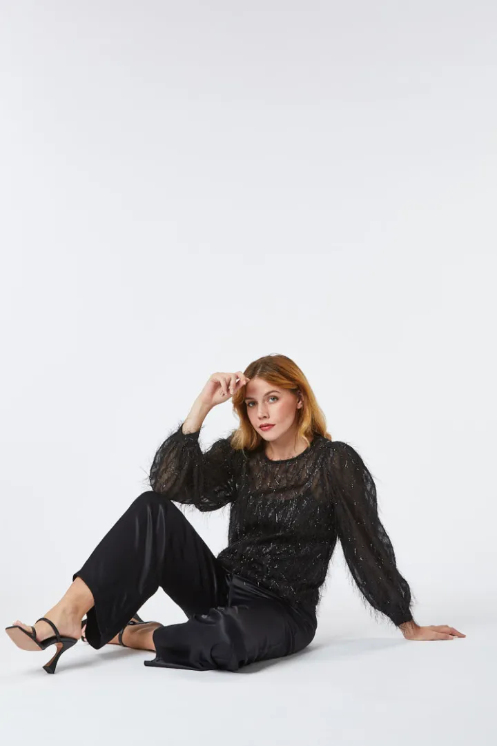 maden_long_sleeve_striped_2.webp Zibi Shirts & Blouses<Maden Long Sleeve Striped Blouse (Black)