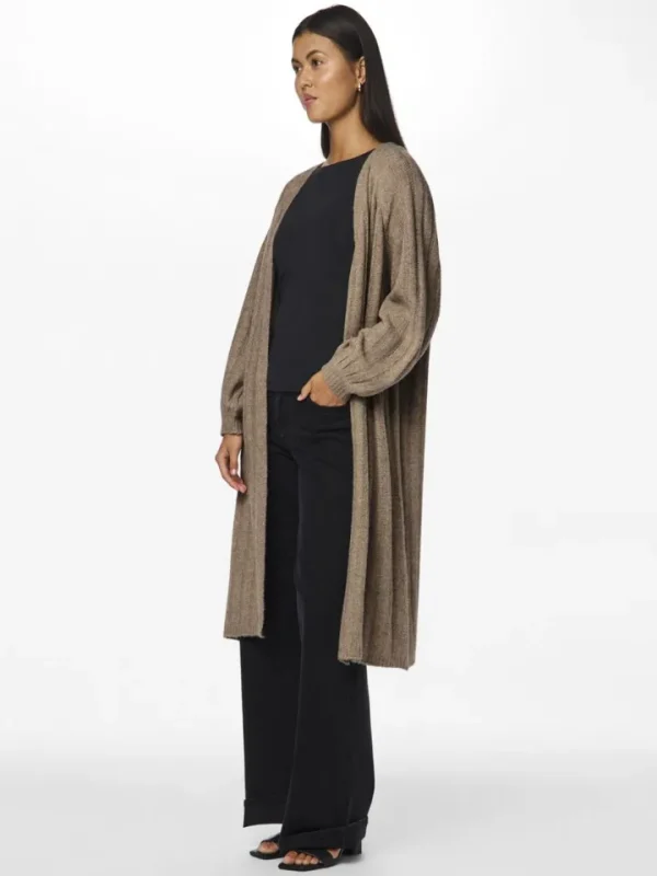 Pieces Jumpers & Cardigans<Maggy Long Knit Cardigan (Taupe Grey)