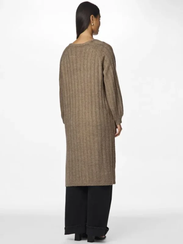 Pieces Jumpers & Cardigans<Maggy Long Knit Cardigan (Taupe Grey)