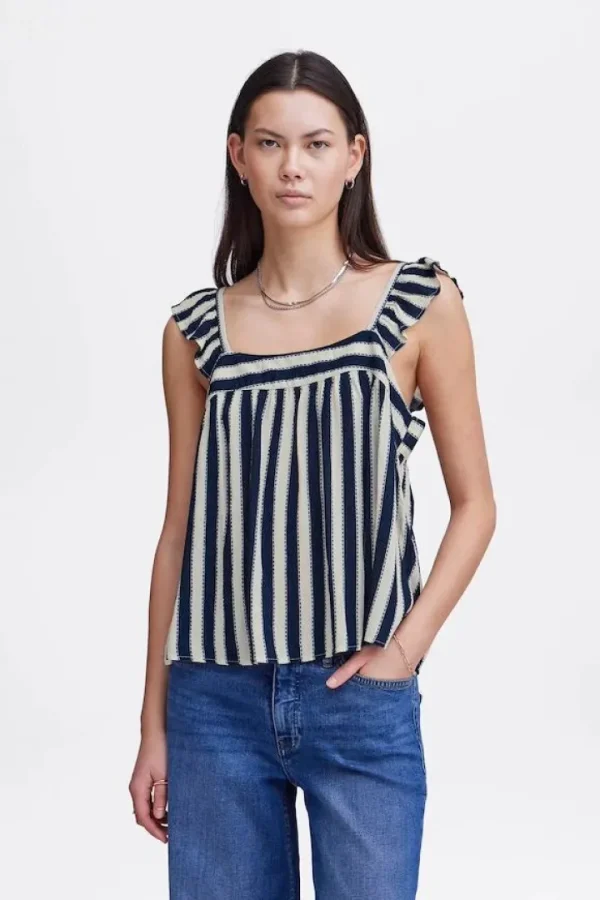 Ichi Co-Ords<Marrakech Square Neck Top (Total Eclipse Stripe)