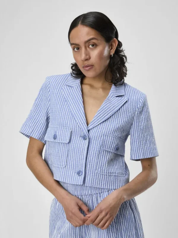 Object Blazers | Co-Ords<Maya Short Sleeve Blazer (Palace Blue/White)