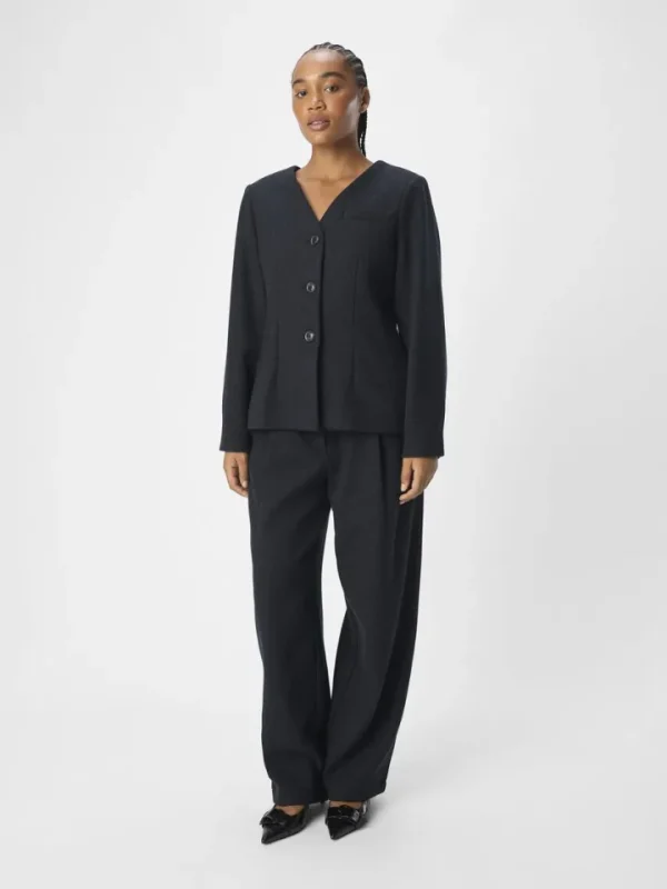Object Pants<Meghan Barrel Leg Trousers (Dark Melange)
