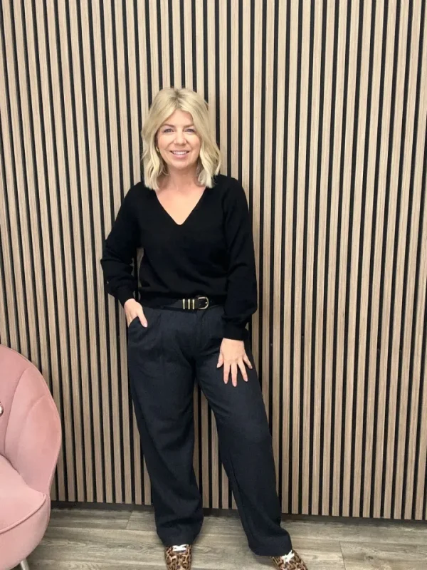 Object Pants<Meghan Barrel Leg Trousers (Dark Melange)