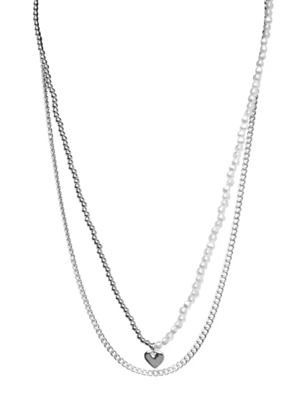 Pieces Jewellery<MELA COMBI NECKLACE (SILVER)