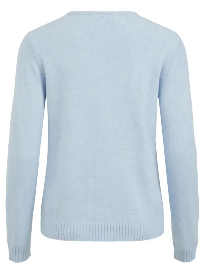 miela_vneck_jumper_blue_m_5.webp Vila Jumpers & Cardigans<MIELA V-NECK JUMPER (BLUE MELANGE)