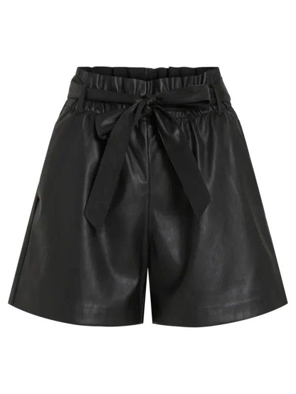 Vila Shorts & Playsuits<MIRANDA HIGH WAISTED PAPERBAG SHORTS (BLACK)
