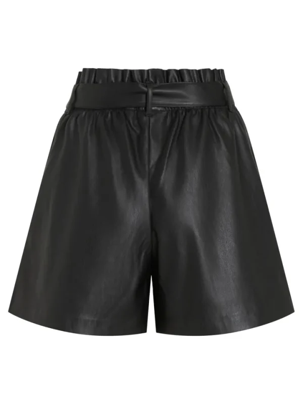 Vila Shorts & Playsuits<MIRANDA HIGH WAISTED PAPERBAG SHORTS (BLACK)