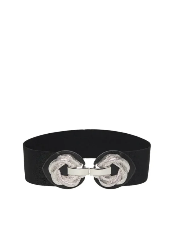 Pieces Belts<MITTE ELASTICATED BELT (BLACK & SILVER)