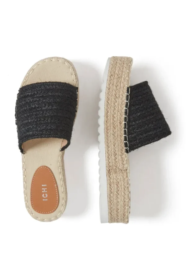 Ichi Sandals<Monica Platform Sliders (Black)