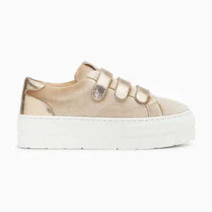 Vanessa Wu Trainers<Monica Platform Sneakers (Gold/Beige)
