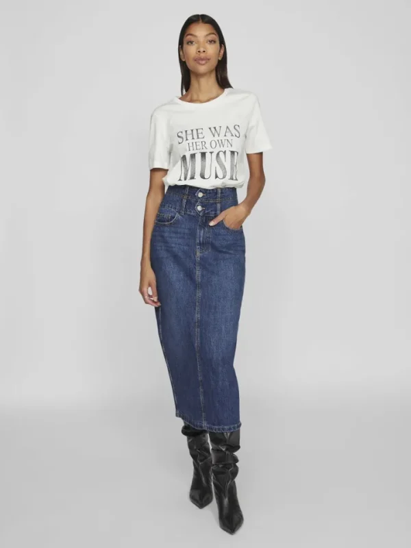 Vila T-Shirts<MUSE T-SHIRT (WHITE/BLACK)