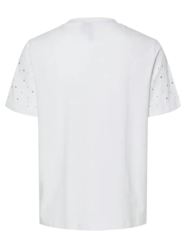 Pieces T-Shirts<Nadine Studded T-Shirt (Bright White)