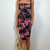Vesper Occasionwear<NALA FLORAL PRINT MIDI DRESS (GREEN)