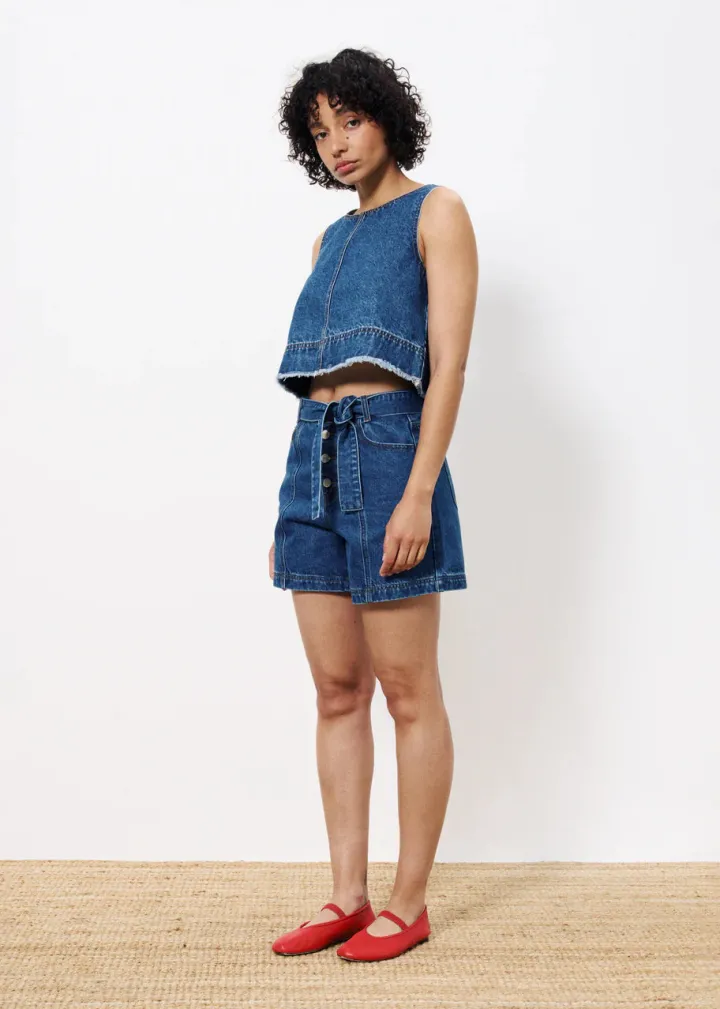nema_denim_shorts_blue_0.webp Frnch Shorts & Playsuits | Pants<Nema Denim Shorts