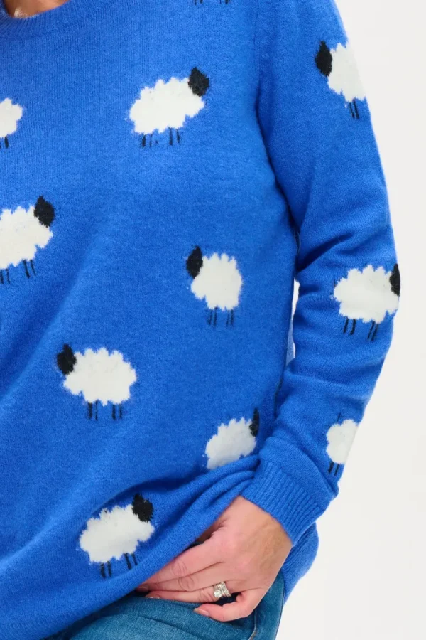 Sugarhill Jumpers & Cardigans<Nessa Jumper- Blue, Fluffy Sheep