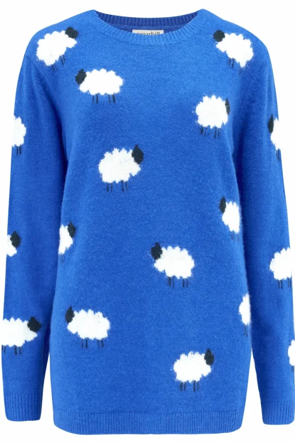 Sugarhill Jumpers & Cardigans<Nessa Jumper- Blue, Fluffy Sheep