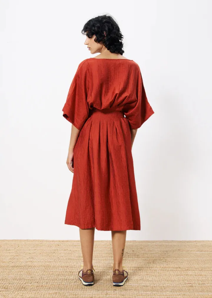 nickie_midi_dress_rust_3.webp Frnch Dresses<Nickie Midi Dress