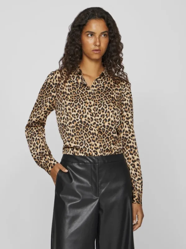 Vila Shirts & Blouses<Nicole Shirt (Carmel Cafe/Leo)