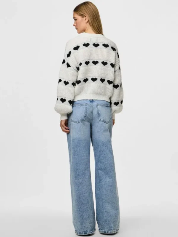 Pieces Jumpers & Cardigans<Nove Knit Jumper (Cloud Dancer/Black Heart)