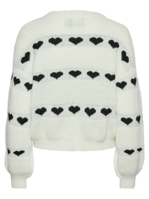 Pieces Jumpers & Cardigans<Nove Knit Jumper (Cloud Dancer/Black Heart)