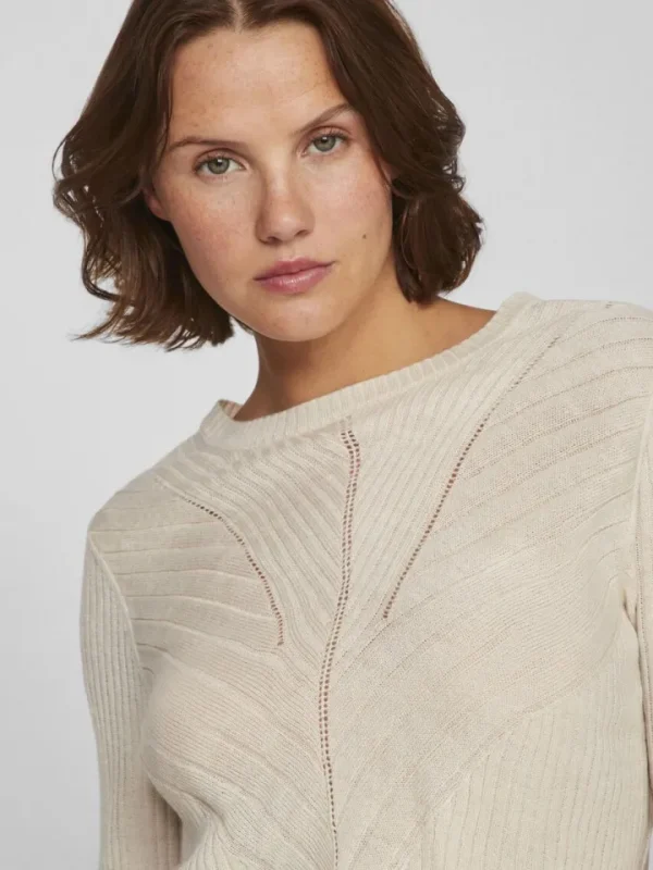 Vila Jumpers & Cardigans | Co-Ords<Olina O-Neck Knit Top (Super Light Natural)
