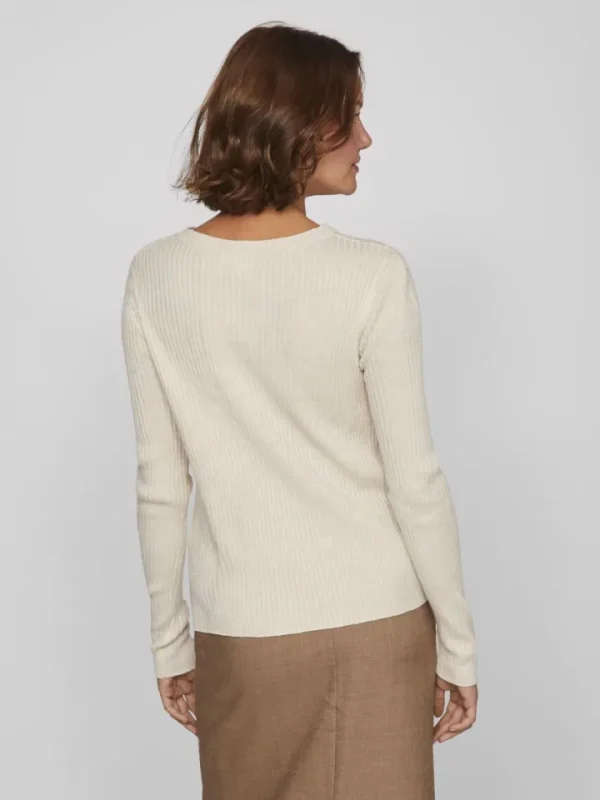 Vila Jumpers & Cardigans | Co-Ords<Olina O-Neck Knit Top (Super Light Natural)