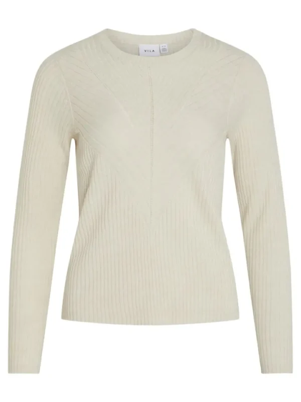 Vila Jumpers & Cardigans | Co-Ords<Olina O-Neck Knit Top (Super Light Natural)