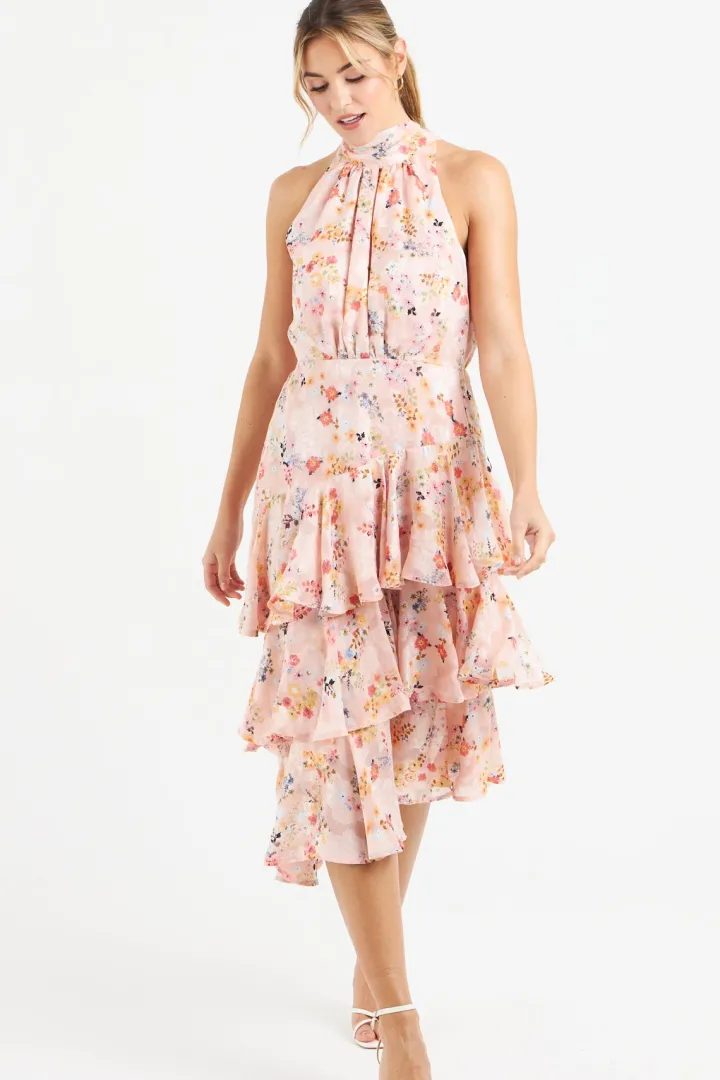 pia_tiered_dress_pink_flo_2.webp Zibi Occasionwear<Pia Tiered Dress (Pink Floral)