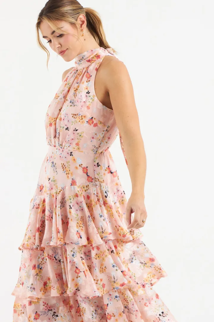 pia_tiered_dress_pink_flo_3.webp Zibi Occasionwear<Pia Tiered Dress (Pink Floral)