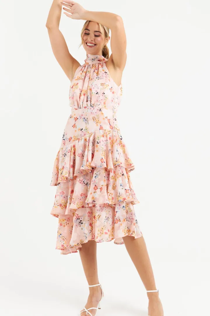 pia_tiered_dress_pink_flo_7.webp Zibi Occasionwear<Pia Tiered Dress (Pink Floral)