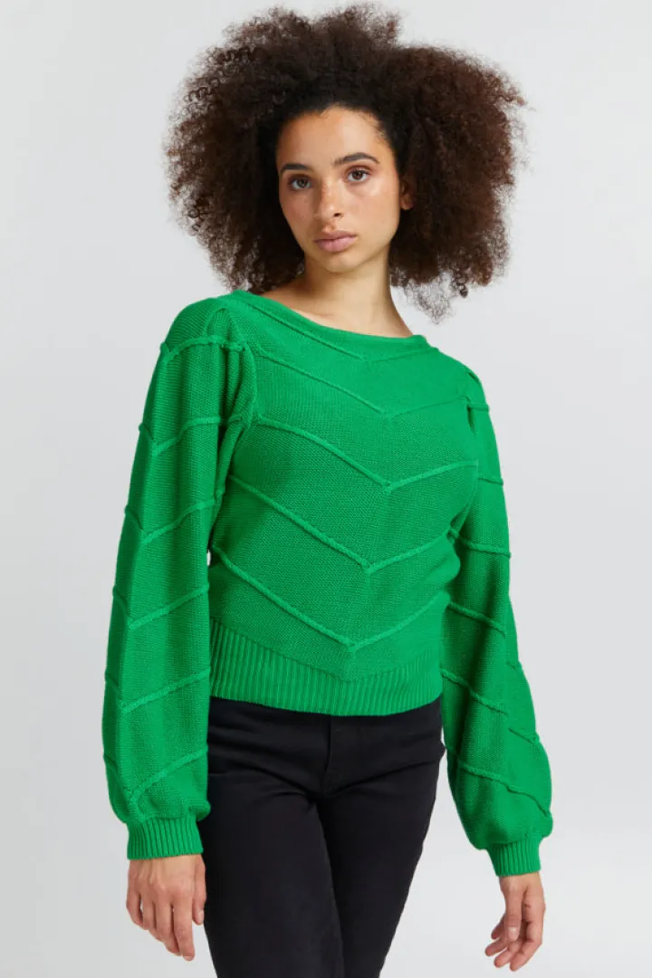 pilar_jumper_kelly_green_1.webp Ichi Jumpers & Cardigans<Pilar Jumper (Kelly Green)