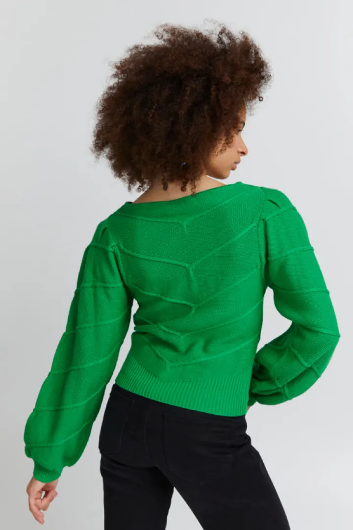 pilar_jumper_kelly_green_2.webp Ichi Jumpers & Cardigans<Pilar Jumper (Kelly Green)