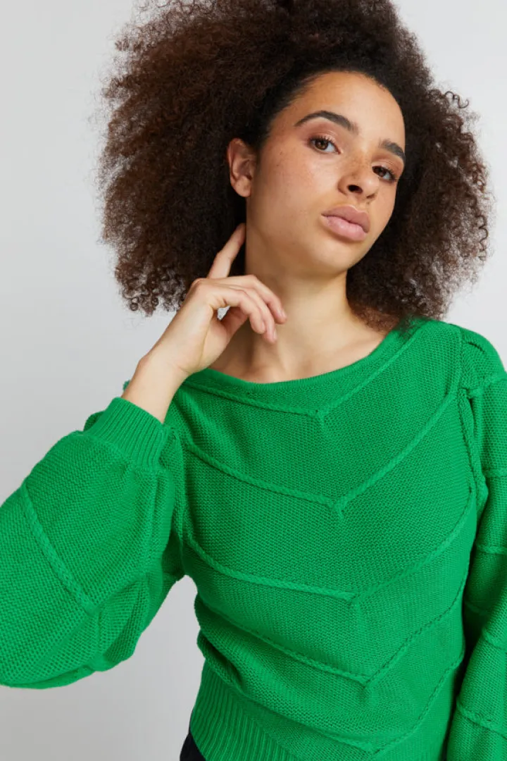 pilar_jumper_kelly_green_3.webp Ichi Jumpers & Cardigans<Pilar Jumper (Kelly Green)